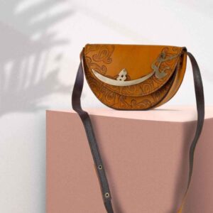 Luxuriöse handgefertigte Leder-Umhängetasche – Persian Asheghi Design