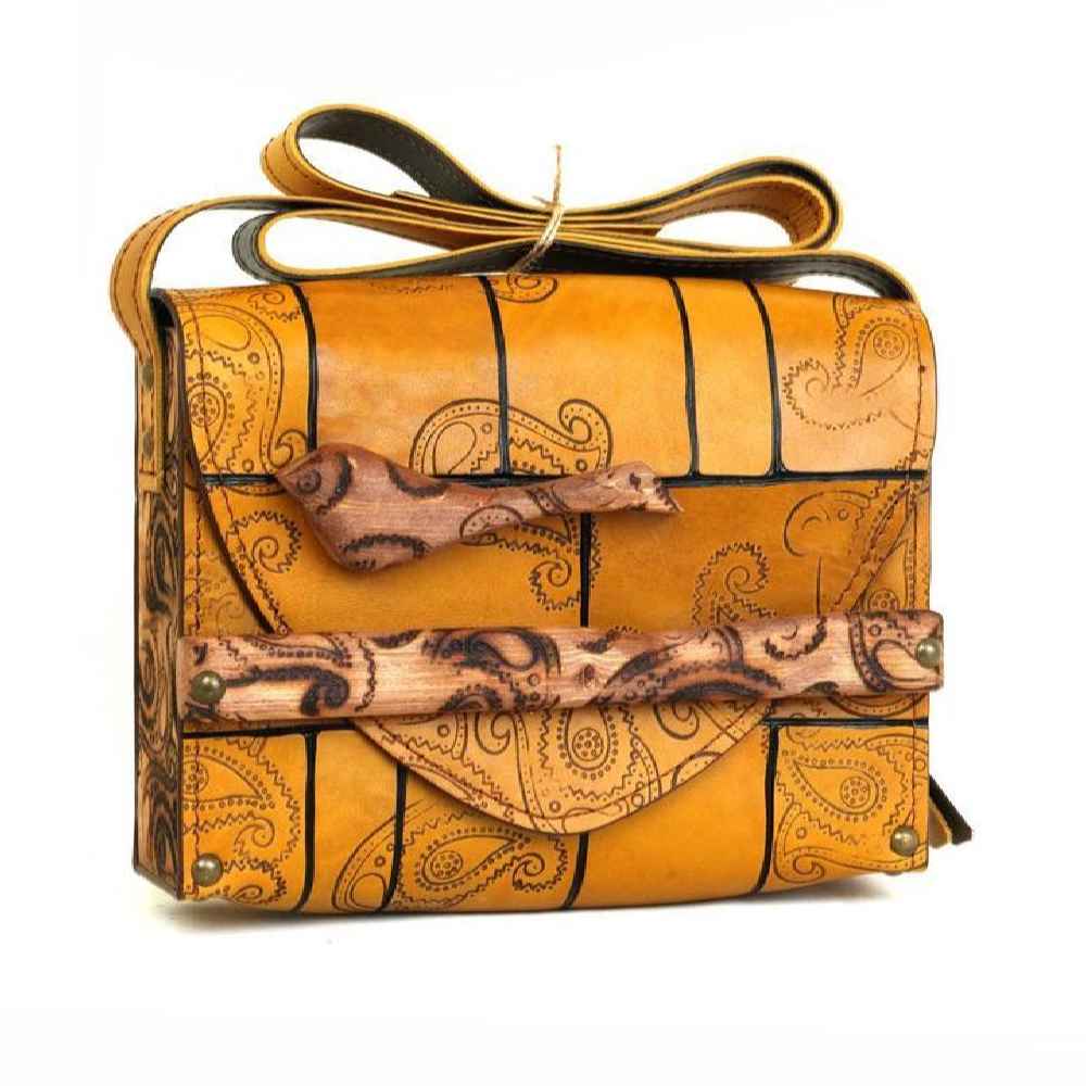 Luxuriöse handgefertigte Leder-Umhängetasche – Birds Design