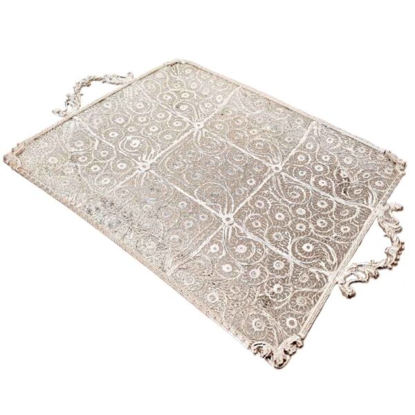 Persische Malileh-Kari Silberne Servierplatte – Modell Javid