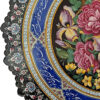 Dekorativer Kupferteller handgemalt mit persischer Minakari Emaille Blumen
