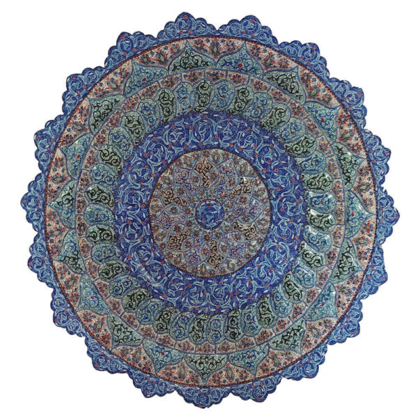 Dekorativer Kupferteller handgemalt mit persischer Minakari Emaille Alborz