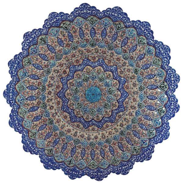 Dekorativer Kupferteller handgemalt mit persischer Minakari Emaille Azad