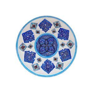 Dekorativer Kupferteller handgemalt mit persischer Minakari Emaille Bahman