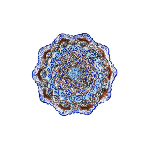 Dekorativer Kupferteller handgemalt mit persischer Minakari Emaille Bamdad