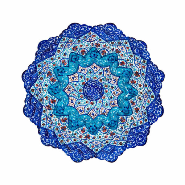 Dekorativer Kupferteller handgemalt mit persischer Minakari Emaille Bavar