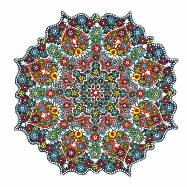 Dekorativer Keramikteller handgemalt mit persischer Minakari Emaille Borzoo