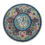 Dekorativer Keramikteller handgemalt mit persischer Minakari Emaille Paisley