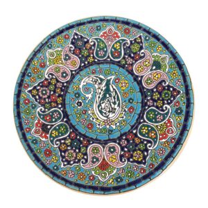Dekorativer Keramikteller handgemalt mit persischer Minakari Emaille Paisley