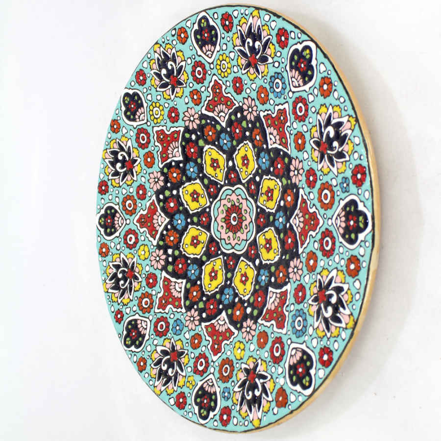 Dekorativer Keramikteller handgemalt mit persischer Minakari Emaille Negar