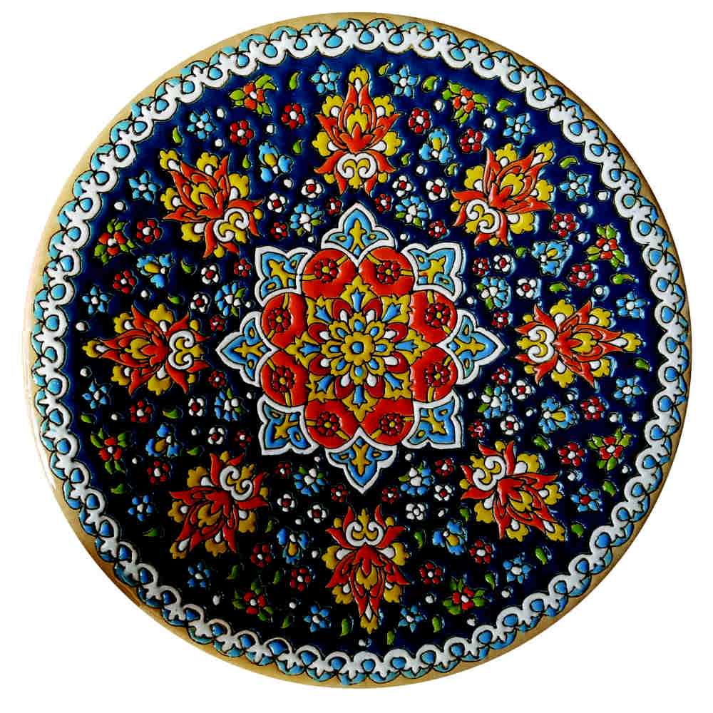 Dekorativer Keramikteller handgemalt mit persischer Minakari Emaille Omid