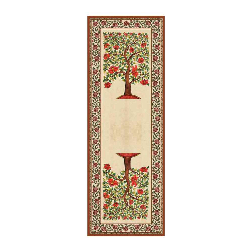 Persische Eleganz Cremefarbener Samt Tischläufer Khooshe