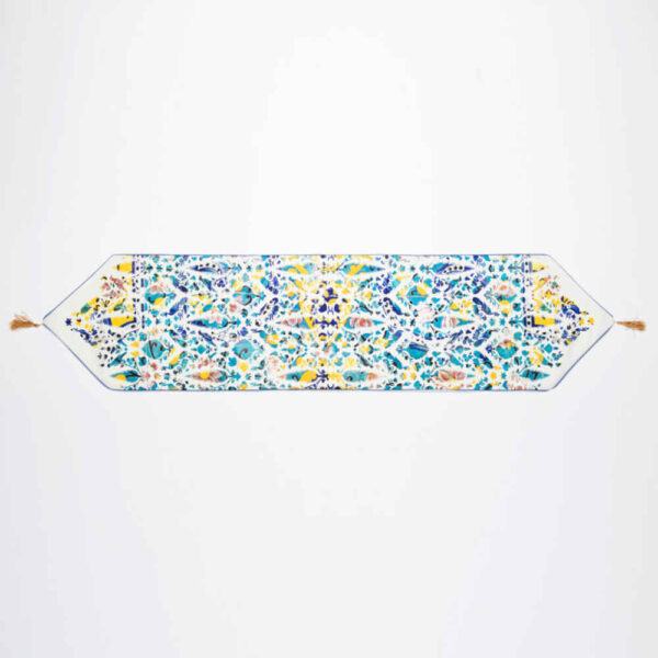 Persische Eleganz Weißer Samt Tischläufer Nahal