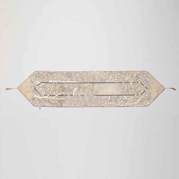 Persische Eleganz Weißer Samt Tischläufer Sima