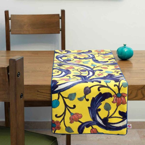 Persische Eleganz Gelber Samt Tischläufer Rahil