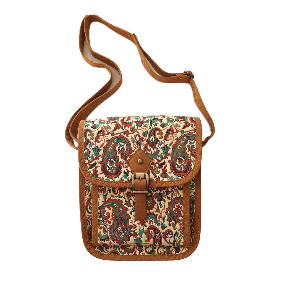 Persische Termeh Crossbody Schultertasche mit Boho-Muster – Taraneh