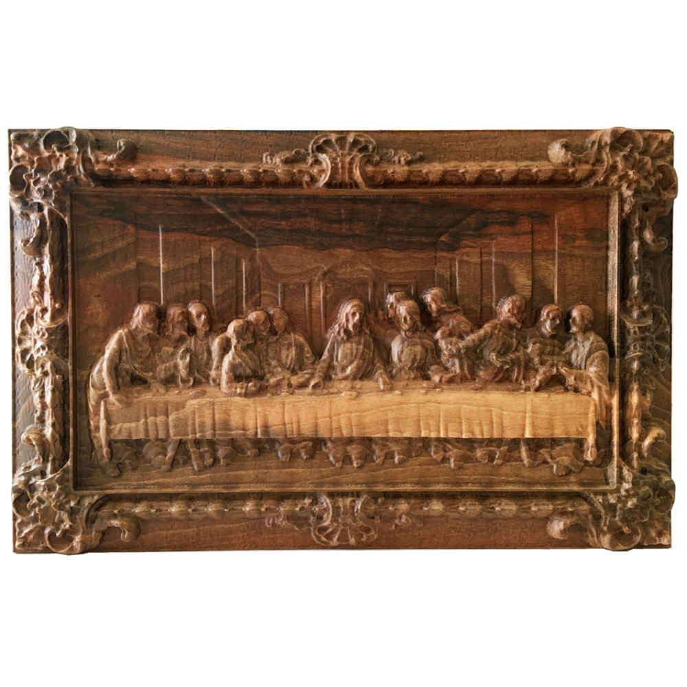 Gerahmte Holzgeschnitzte Kunst Künstlerisches Das letzte Abendmahl