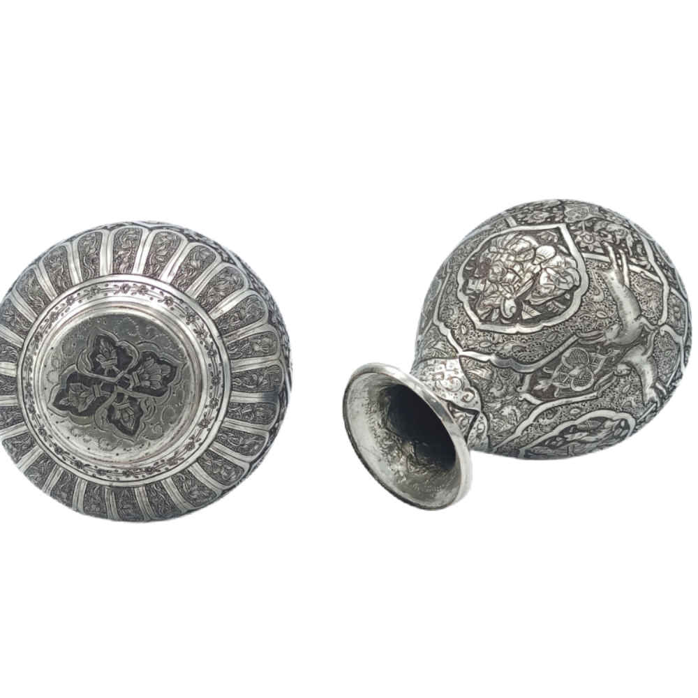 Handgefertigte persische Kupfervase dekorativ mit Tazhib Design – 2er-Set