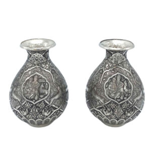 Handgefertigte persische Kupfervase dekorativ mit Tazhib Design – 2er-Set
