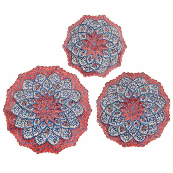 Dekorativer Kupferteller handgemalt mit persischer Minakari Emaille Arghavan