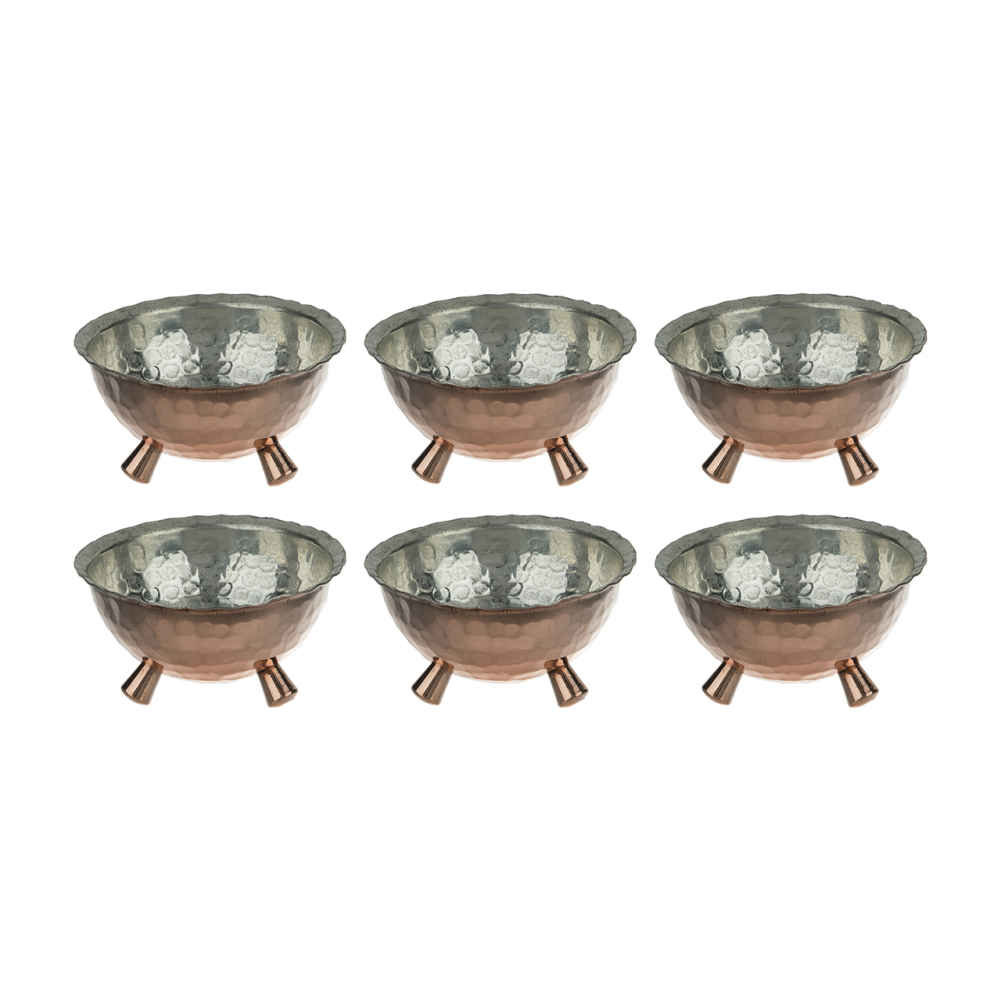 Set aus 6 Traditionell Geklopften Kupfer-Dinnerware Schüsseln - Hananeh