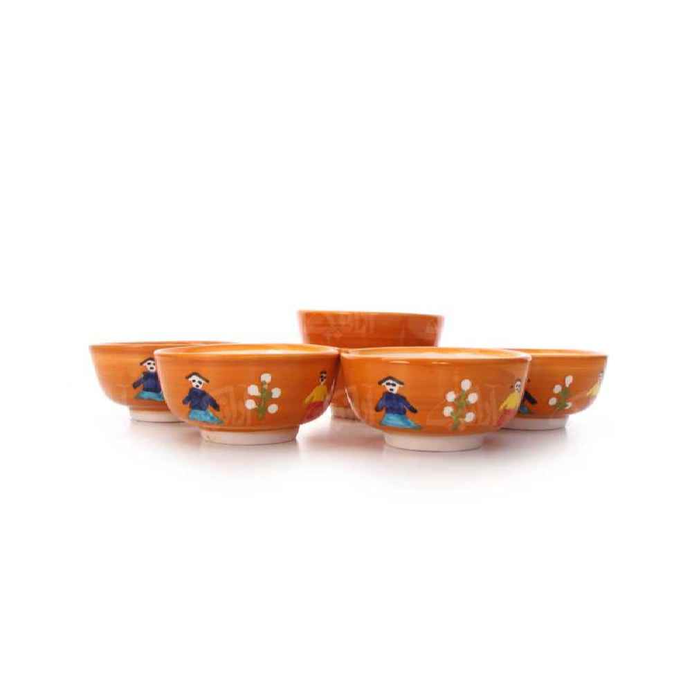 Set aus 6 Handgefertigten Dekorativen Töpferschalen Modell Galin