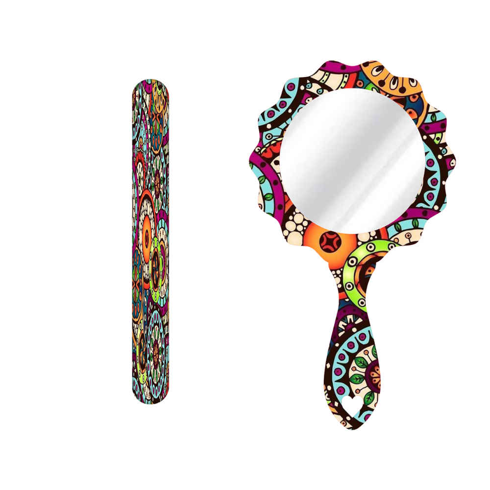 Metall-Nagelfeile und Spiegel-Set mit persisch inspiriertem Aram-Muster