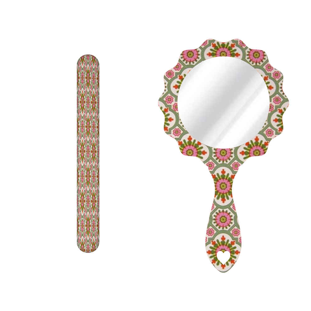 Metall-Nagelfeile und Spiegel-Set mit persisch inspiriertem Bahar-Muster