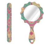 Metall-Nagelfeile und Spiegel-Set mit persisch inspiriertem Hadis-Muster
