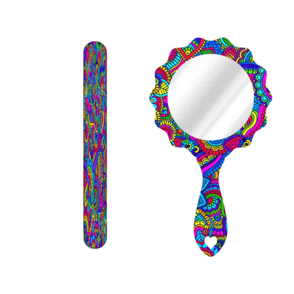 Metall-Nagelfeile und Spiegel-Set mit persisch inspiriertem Rangarang-Muster