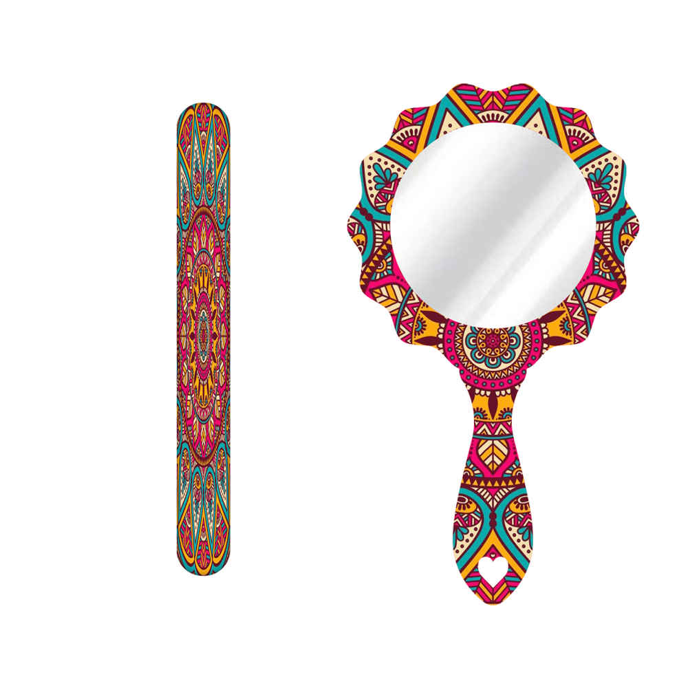 Metall-Nagelfeile und Spiegel-Set mit persisch inspiriertem Sommer-Muster