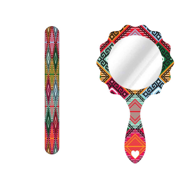 Metall-Nagelfeile und Spiegel-Set mit persisch inspiriertem Muster