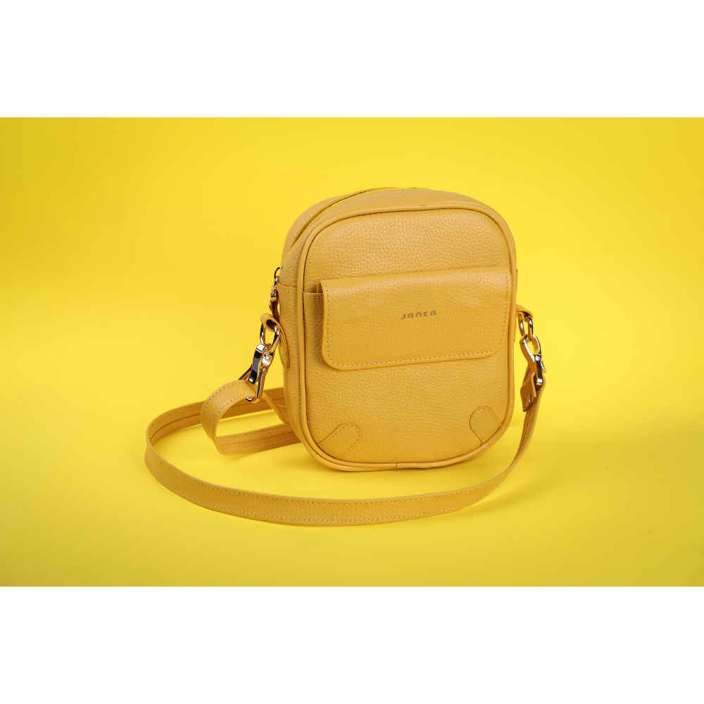 Luxuriöse, handgefertigte Leder-Umhängetasche – Gelbe Janta-Edition