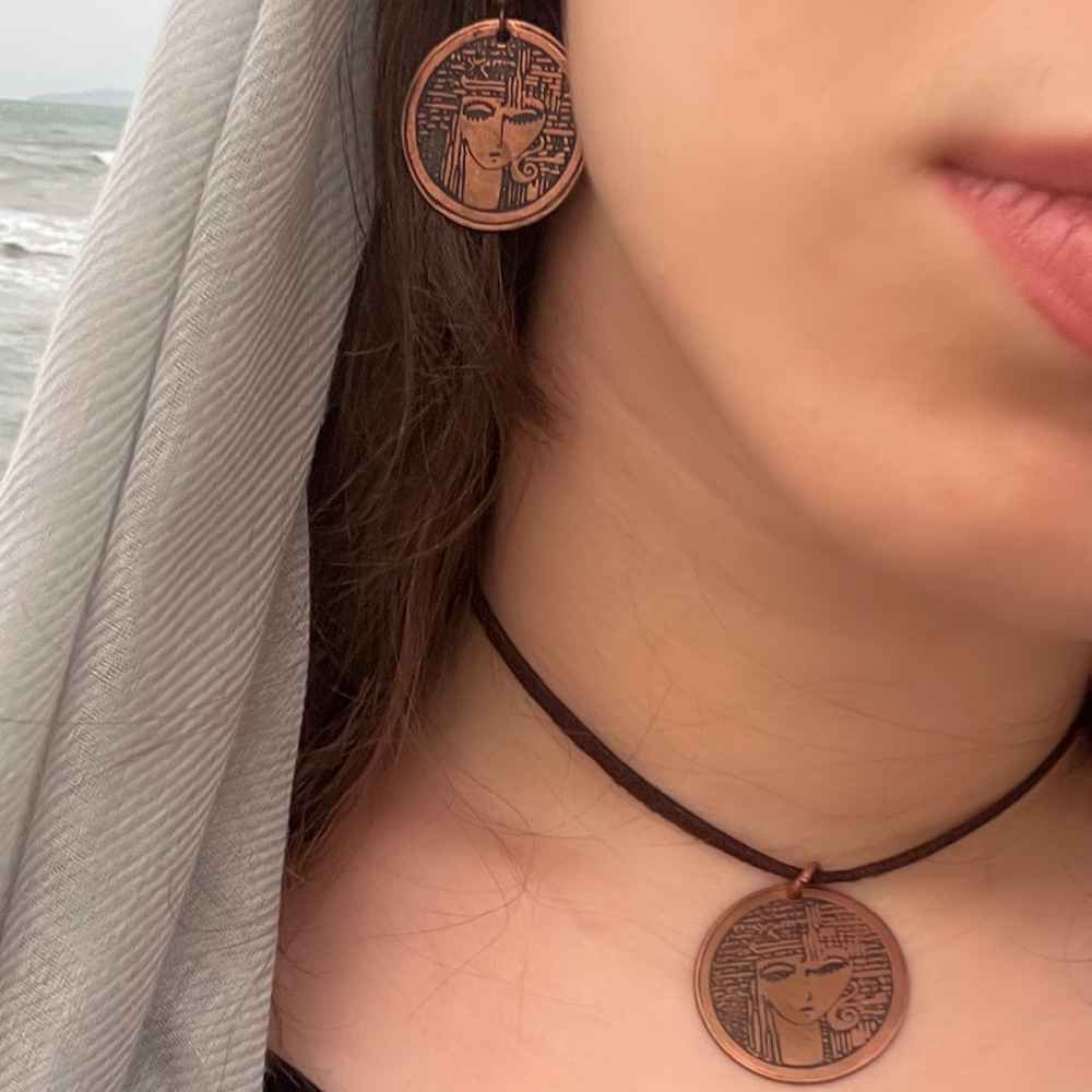 Kupferkette & Ohrring-Set Modell Rokh