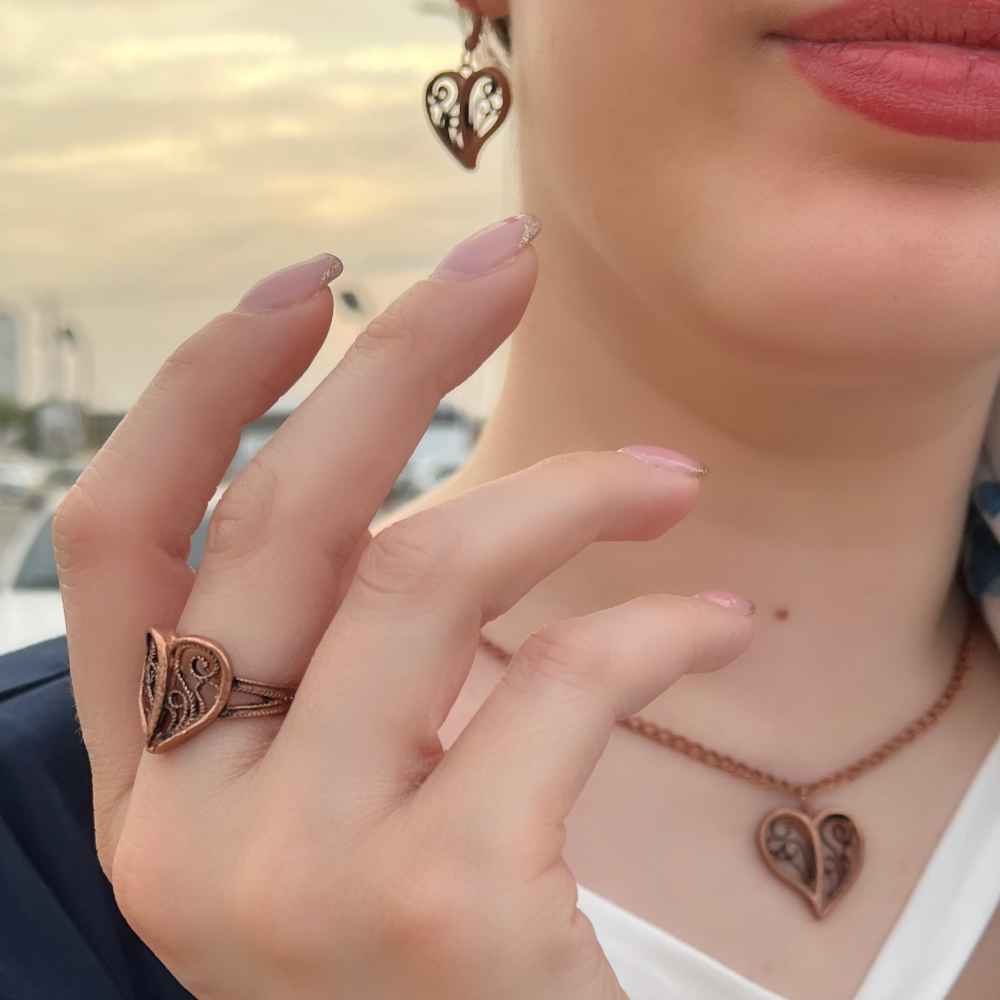 Set aus Kupferarmband & Ring Modell Bahar