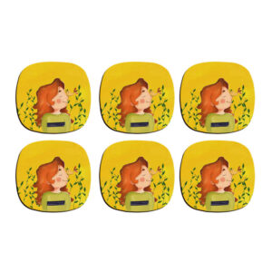Künstlerisches Set aus Untersetzern mit dem Design Frühlingsmädchen