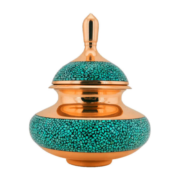Handgefertigte persische eingelegte Türkis Kupfer-Zuckerschale Yara