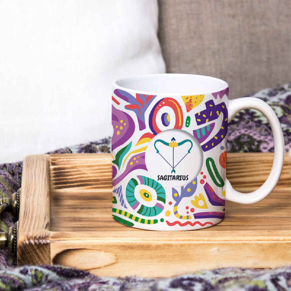 Persische Keramik-Kaffeetasse mit Sternzeichen-Motiv Azar