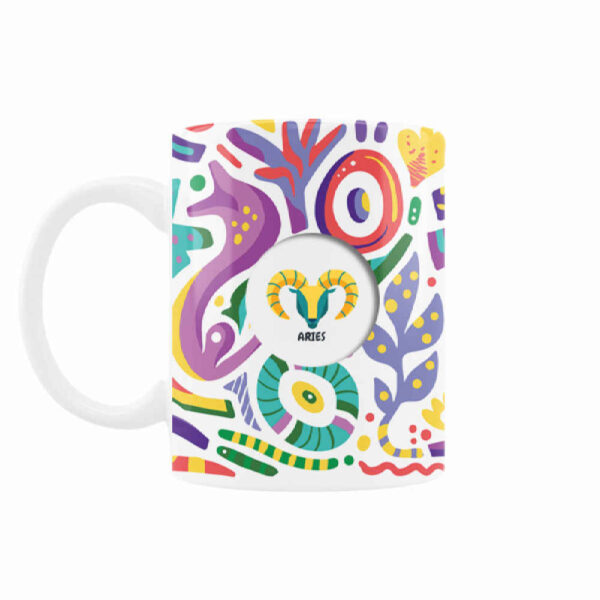 Persische Keramik-Kaffeetasse mit Sternzeichen-Motiv Farvardin