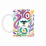 Persische Keramik-Kaffeetasse mit Sternzeichen-Motiv Ordibehesht