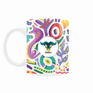 Persische Keramik-Kaffeetasse mit Sternzeichen-Motiv Ordibehesht