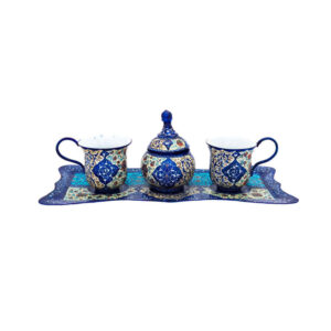 Handgefertigtes persisches Kupfer-Tee- und Kaffeeset – Minakari Emailliert Shamim