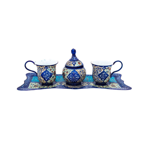Handgefertigtes persisches Kupfer-Tee- und Kaffeeset - Minakari Emailliert Shamim
