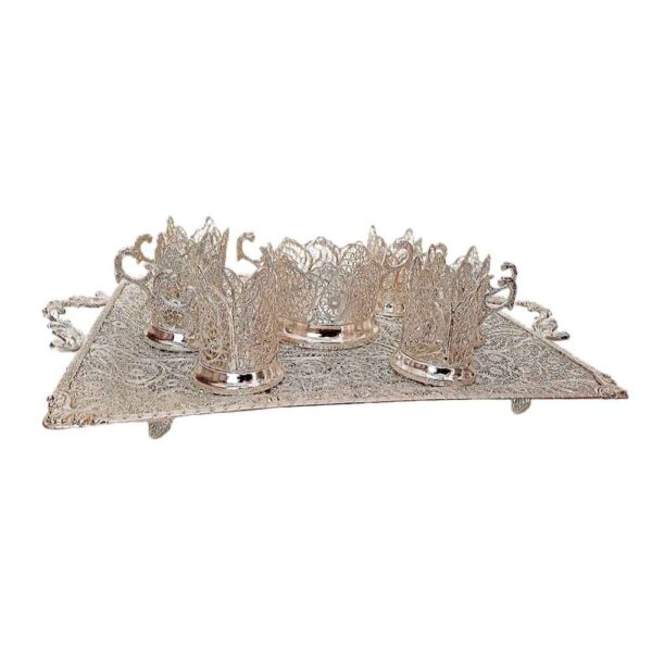 Handgefertigtes persisches Filigran-Tee- und Kaffeeset - Silberbeschichtet Nazanin