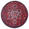 Traditioneller roter persischer Hocker mit Holzbeinen und Samtstoff, Arka
