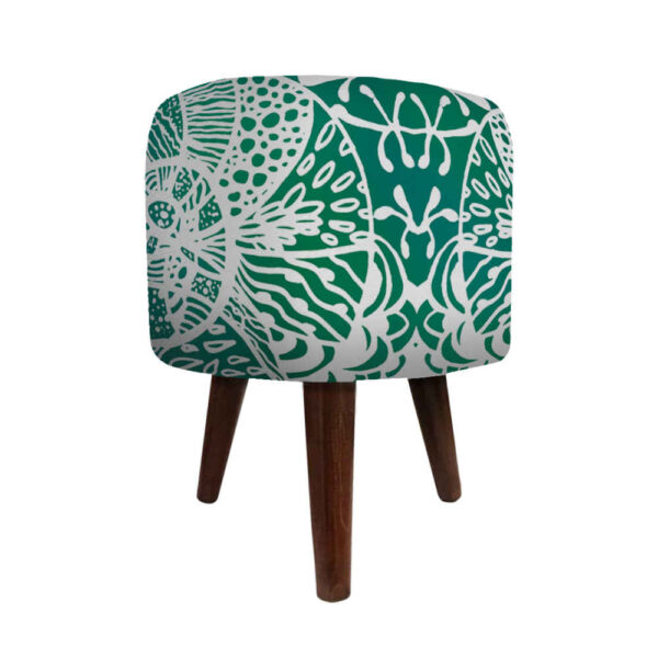 Luxuriöser Samt-Hocker mit Holzbeinen, rund Sabz