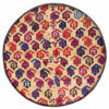 Traditioneller roter persischer Hocker mit Holzbeinen und Samtstoff