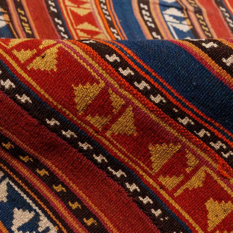 Authentischer persischer Jajim flachgewebter gestreifter Teppich Roza