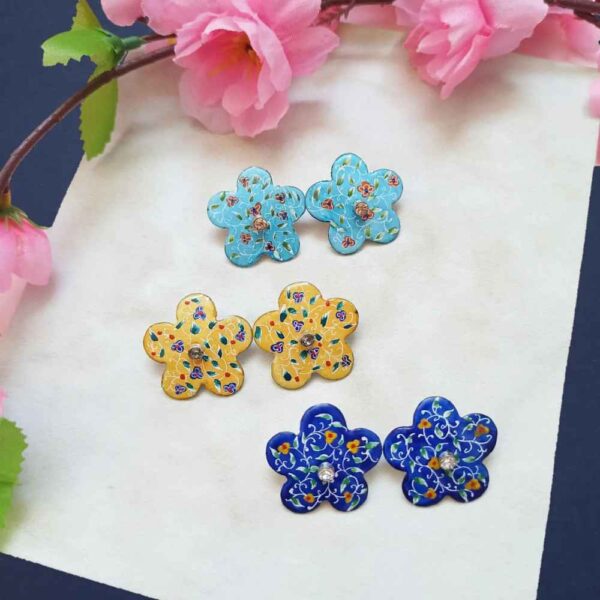 Handgefertigte persische Ohrringe mit Minakari-Kunst-Bahar