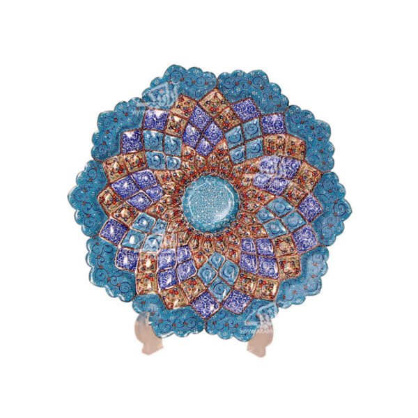 Dekorativer Kupferteller handgemalt mit persischer Minakari Emaille Alma