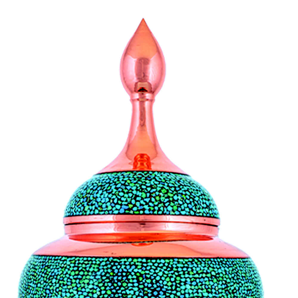 Handgefertigte persische eingelegte Türkis Kupfer-Zuckerschale Mahtab